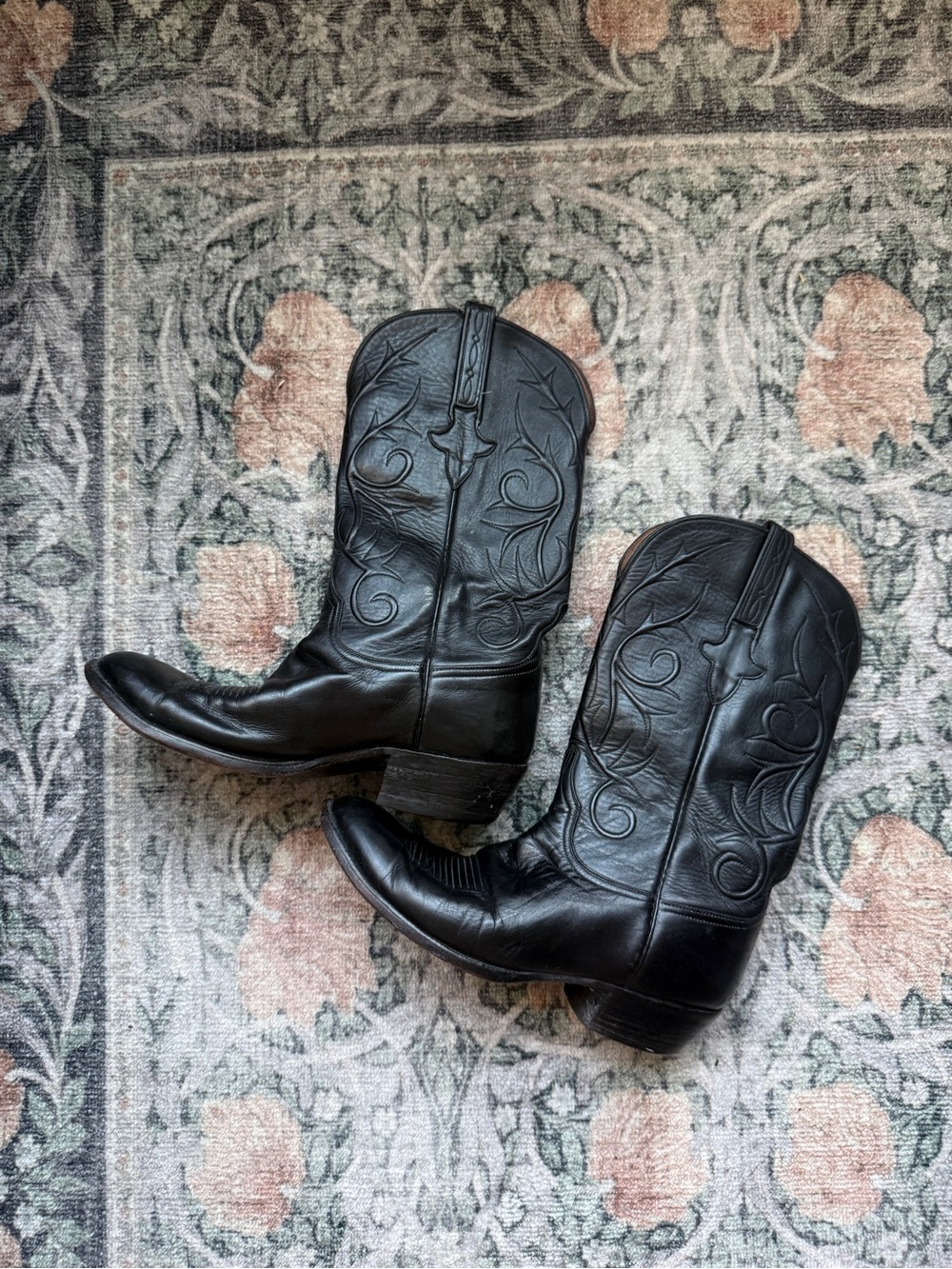 Lucchese Unisex Black Cowboy Boots - Picture 5 of 10